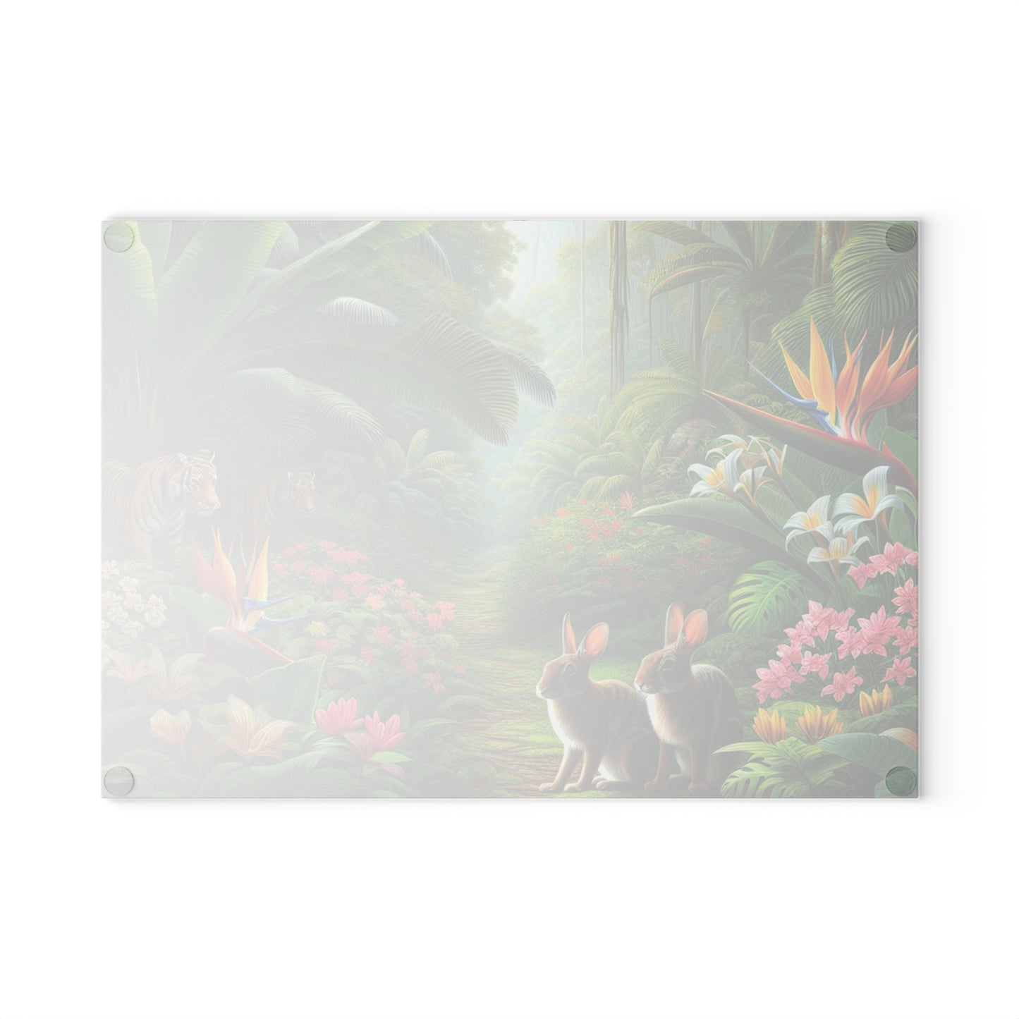 Glass Cutting Board, 2 sizes - Hidden Rabbits