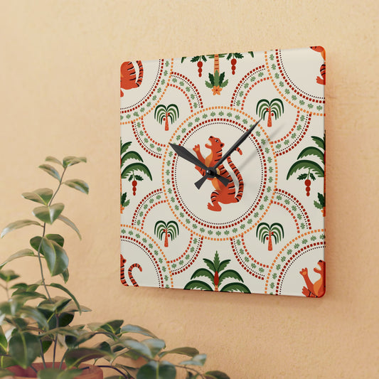 Acrylic Wall Clock, Mosaic Tiger