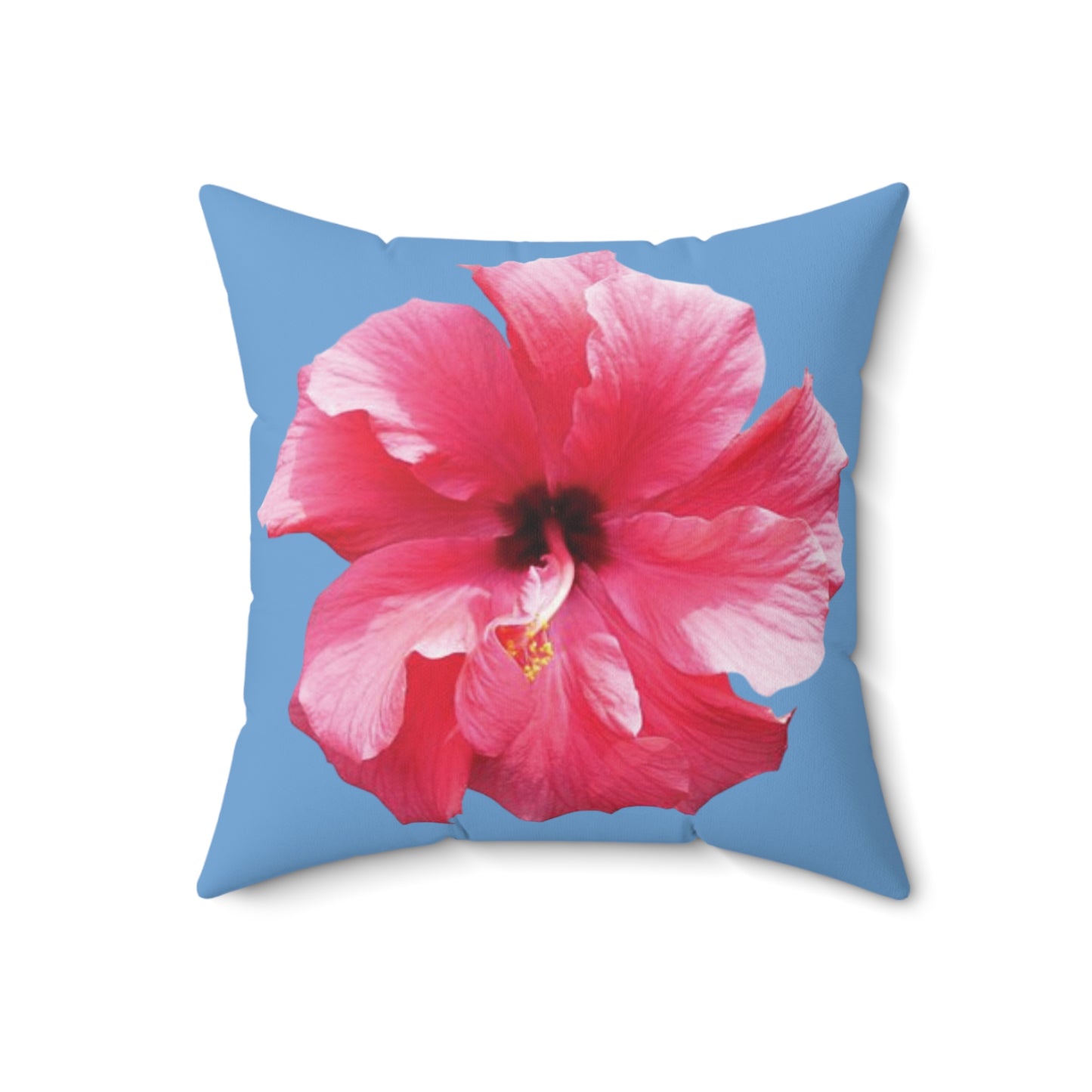 Decorative Pillow - Accent Cushion, 4 Sizes / Photo Pink Hibiscus, Lt. Blue