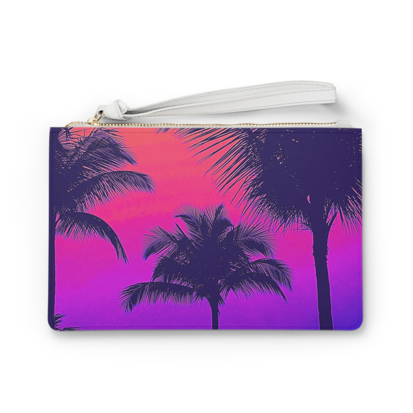 Tropical Faux Leather Clutch Bag - Perfect for Beach Adventures & Summer Vacations / Palm Glow Pop