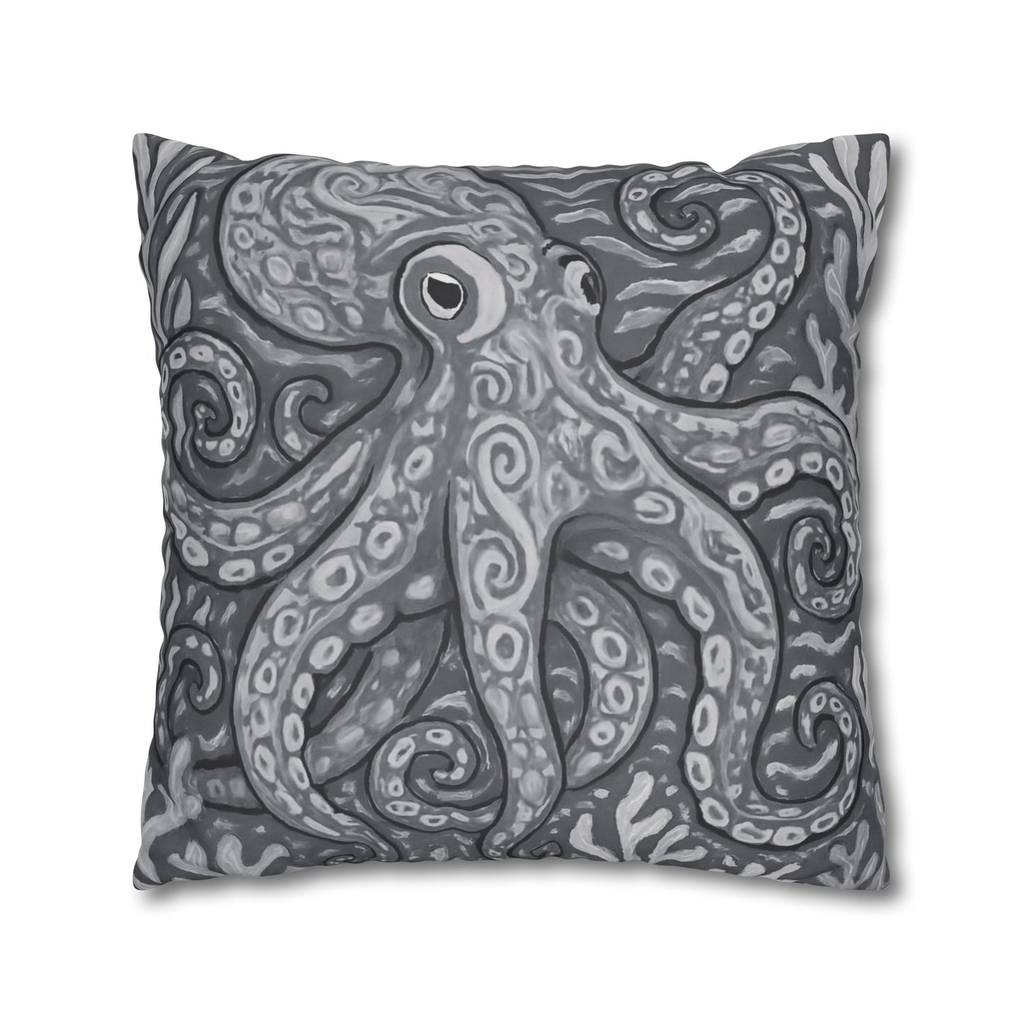 Faux Suede Square Pillowcase - Noir Kraken Joe