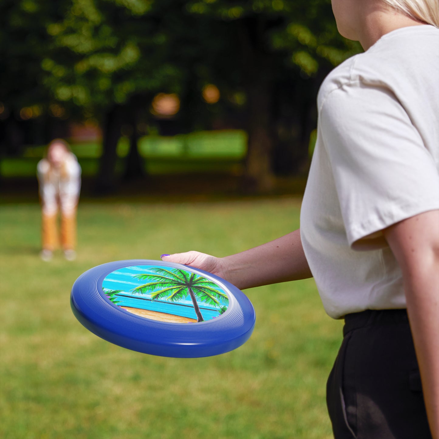 Tropical Paradise Frisbee with Palm Tree Design for Beach Fun