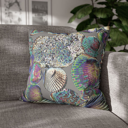 Faux Suede Square Pillowcase - Heatwave Seashell Collection, Grey