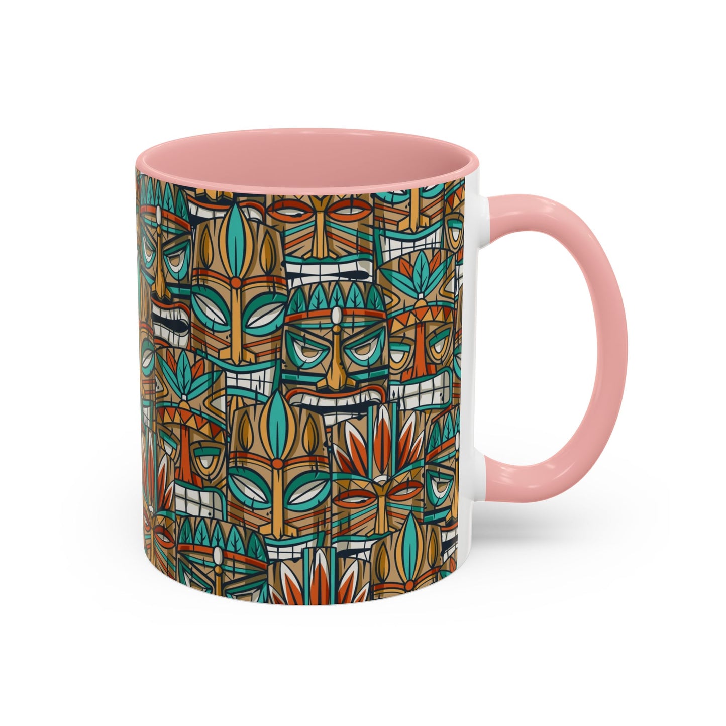 Accent Coffee Mug (11, 15oz), 8 Colors - Turquoise Tiki Party