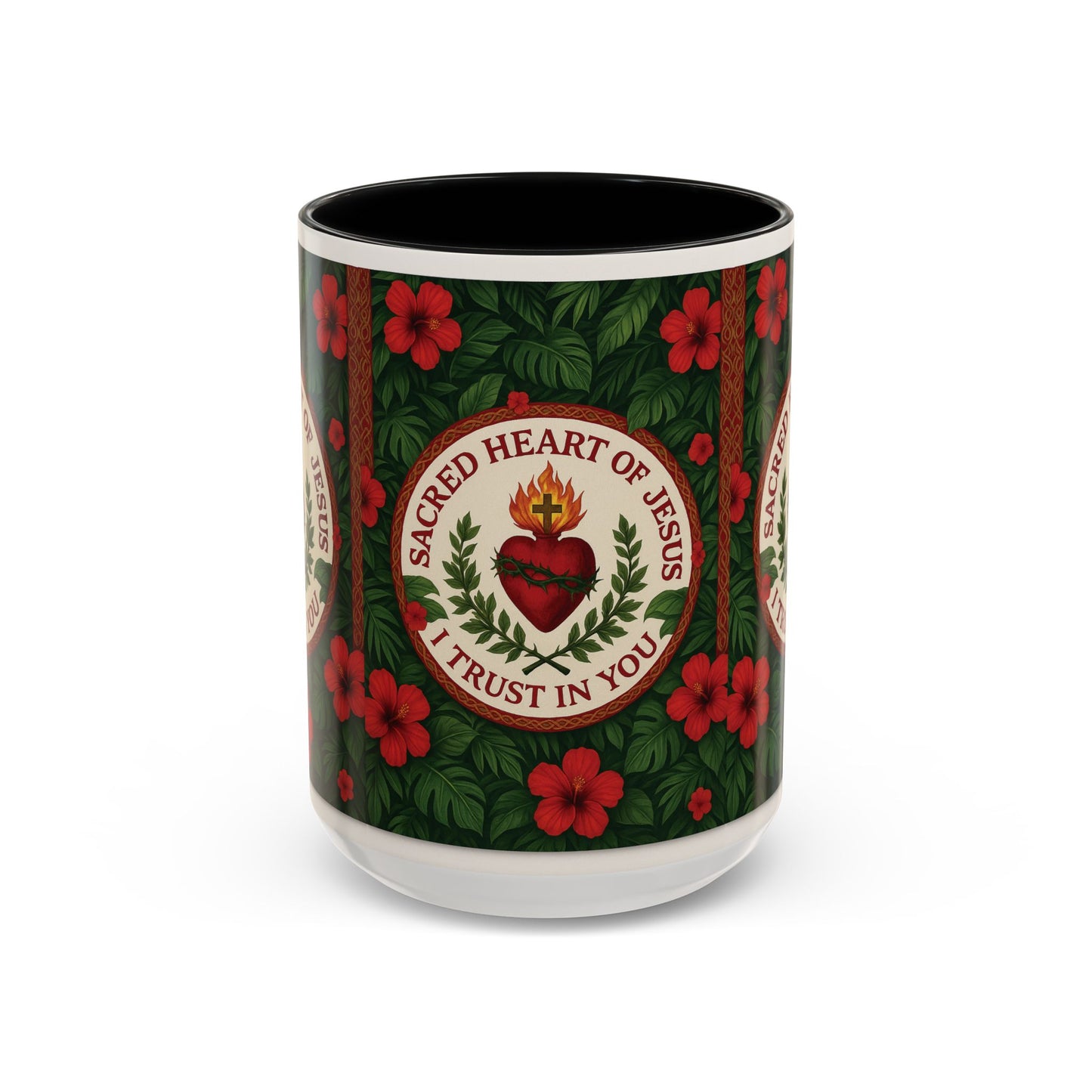 Religious Accent Color Coffee Mug (11, 15oz) / Sacred Heart of Jesus Prayer, Various Colors