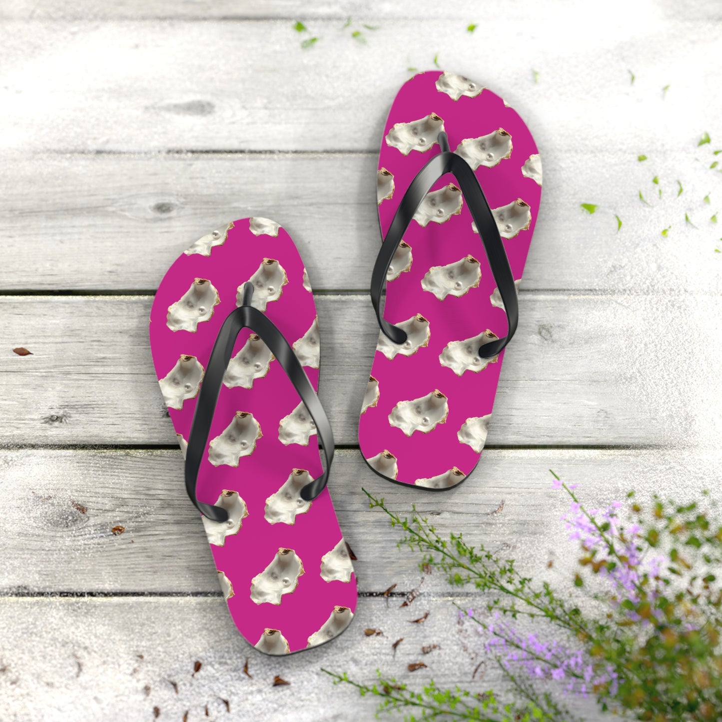 Flip Flops - White Pearl Oyster, pink