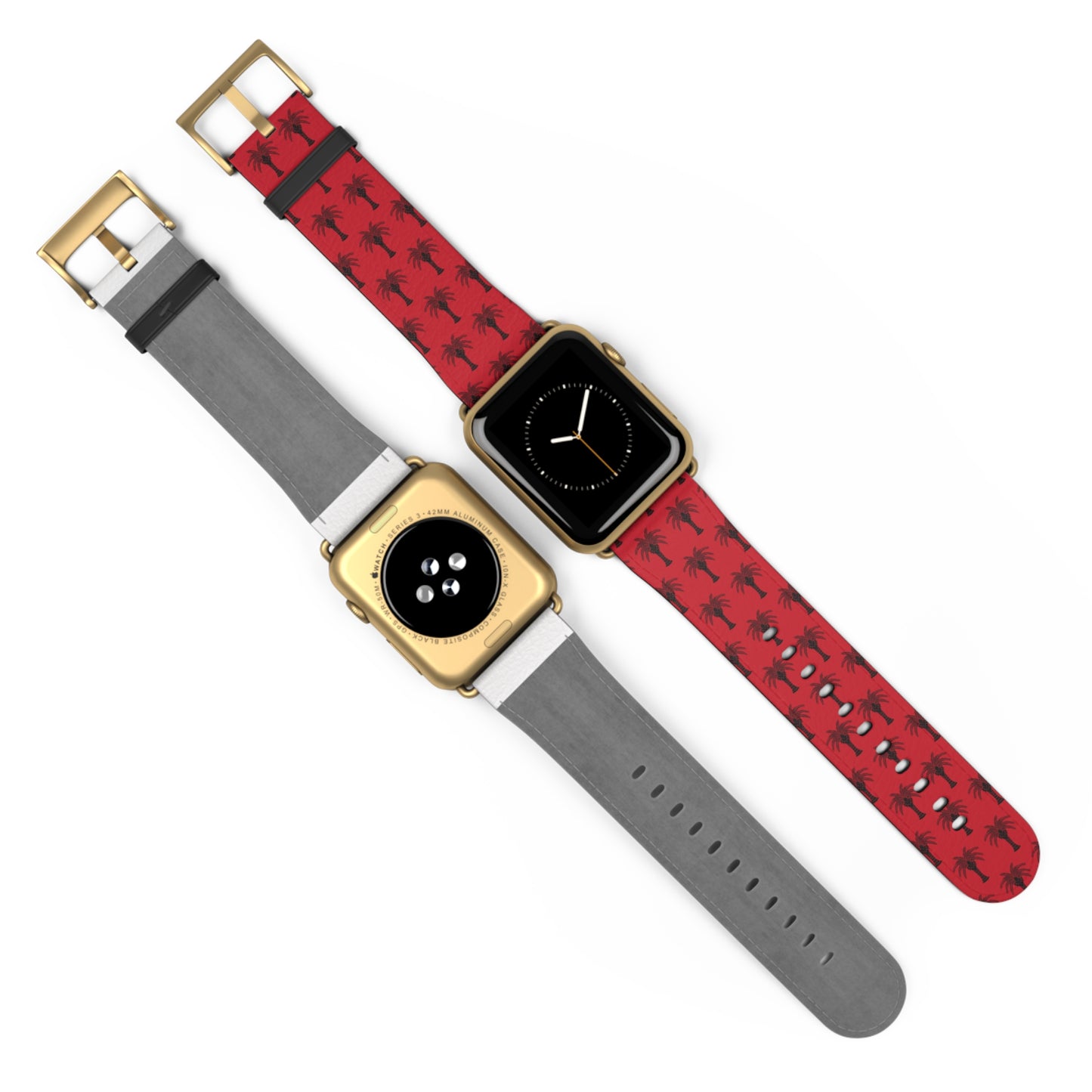 Apple Watch Band - Art Deco Palm, Repeat Dark Red