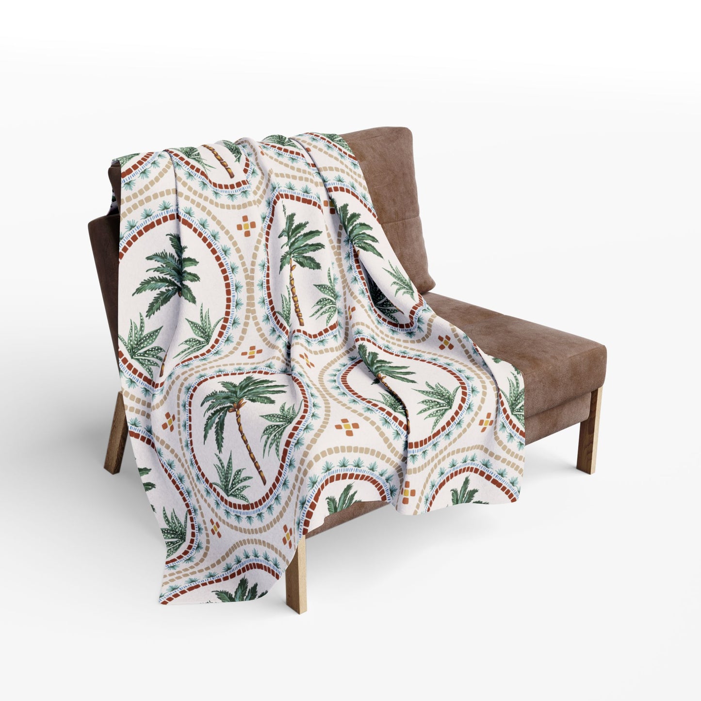 Mosaic Palms Fleece Blanket - Colorful Tropical Design