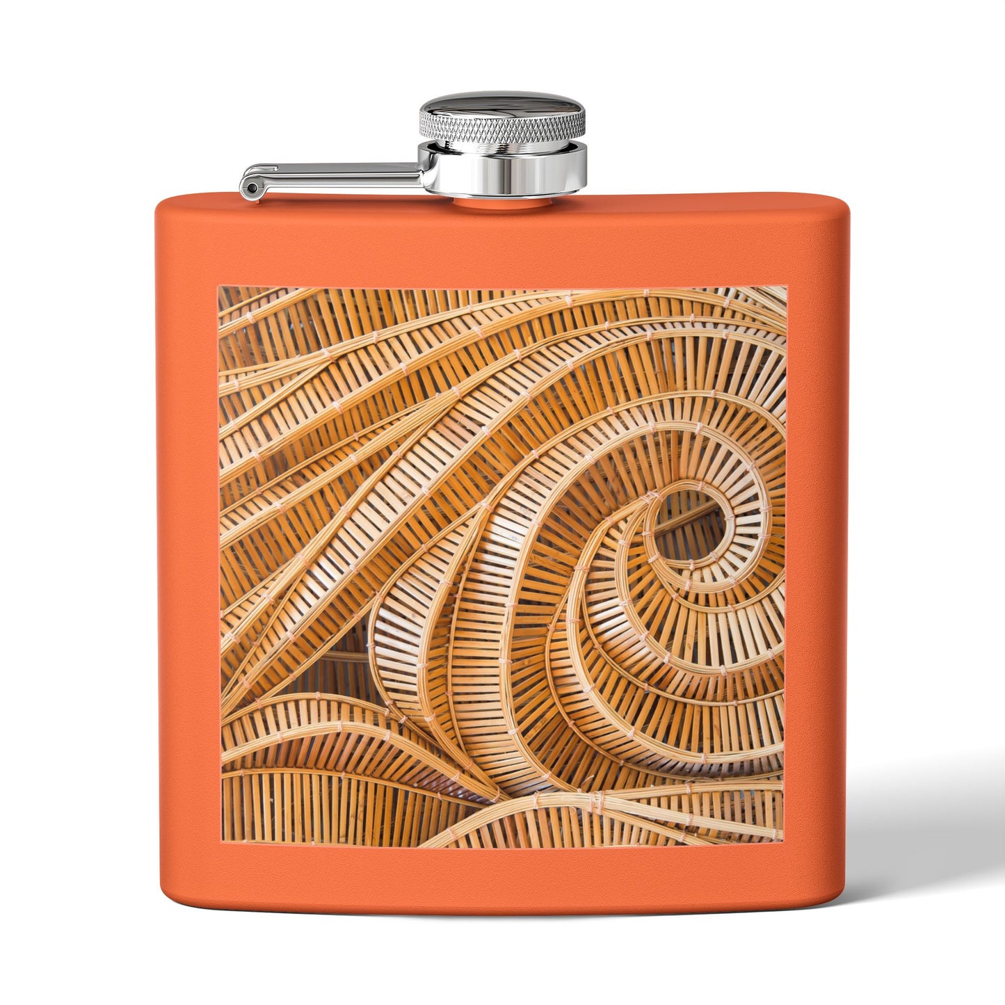 Tropical Stainless Steel 6 oz. Flask, Many Colors  – Natural Bamboo Spiral