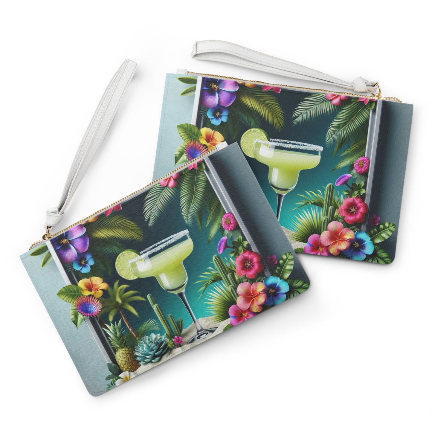Tropical Faux Leather Clutch Bag - Perfect for Beach Adventures & Summer Vacations / Tropical Margarita