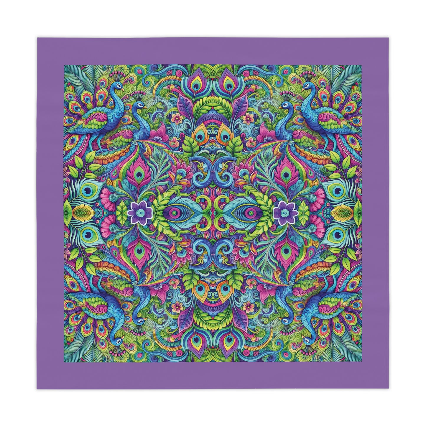 Peacock Prism/Lt. Purple ~ Square Tablecloth, 55" x 55"
