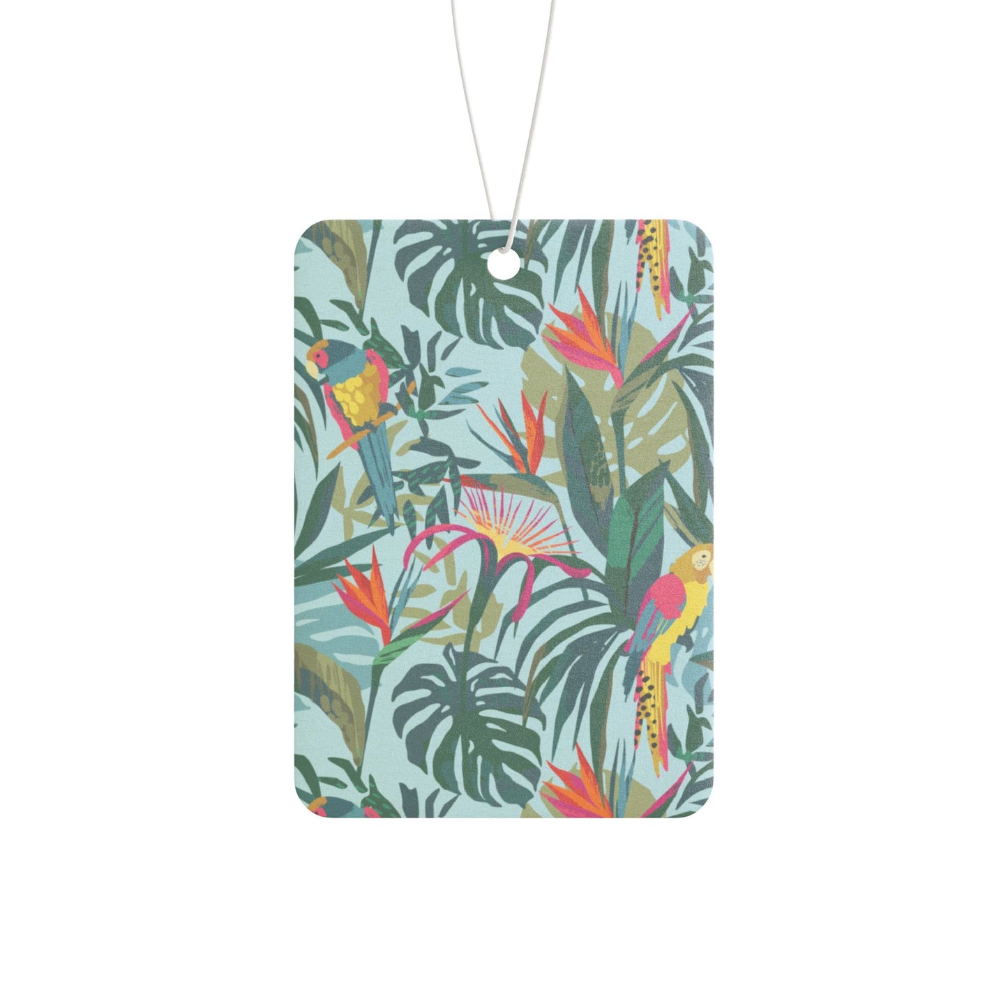 Car Air Freshener - Parrots in Blue Hues Rainforest