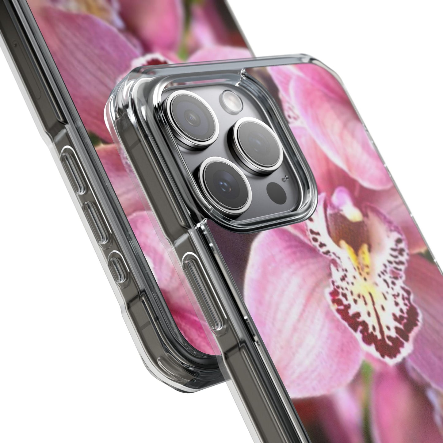 Pink Orchid/Photo Magnetic Clear Phone Case, Many Models
