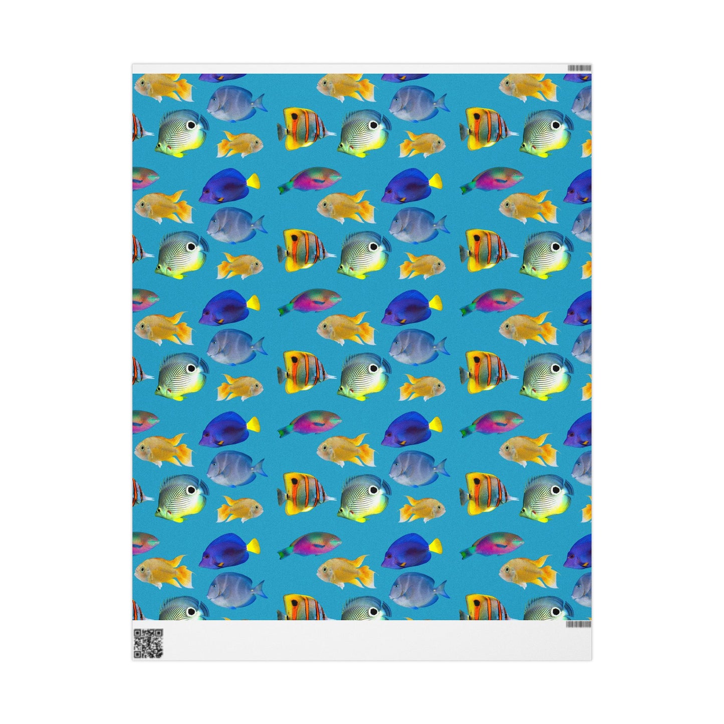 Wrapping Paper - Tropical Gift Wrap for All Occasions, 3 Sizes/2 Finishes / School of Fish, Turquoise