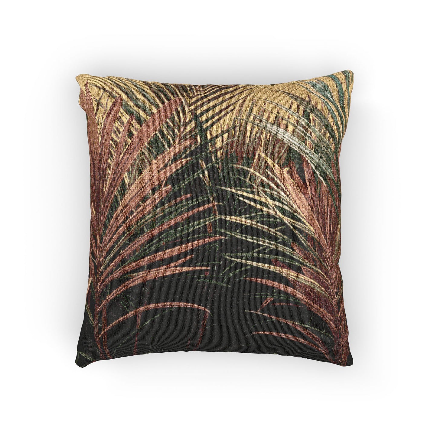 Woven Pillow, 17"W x 18"L - Red Flame Palms