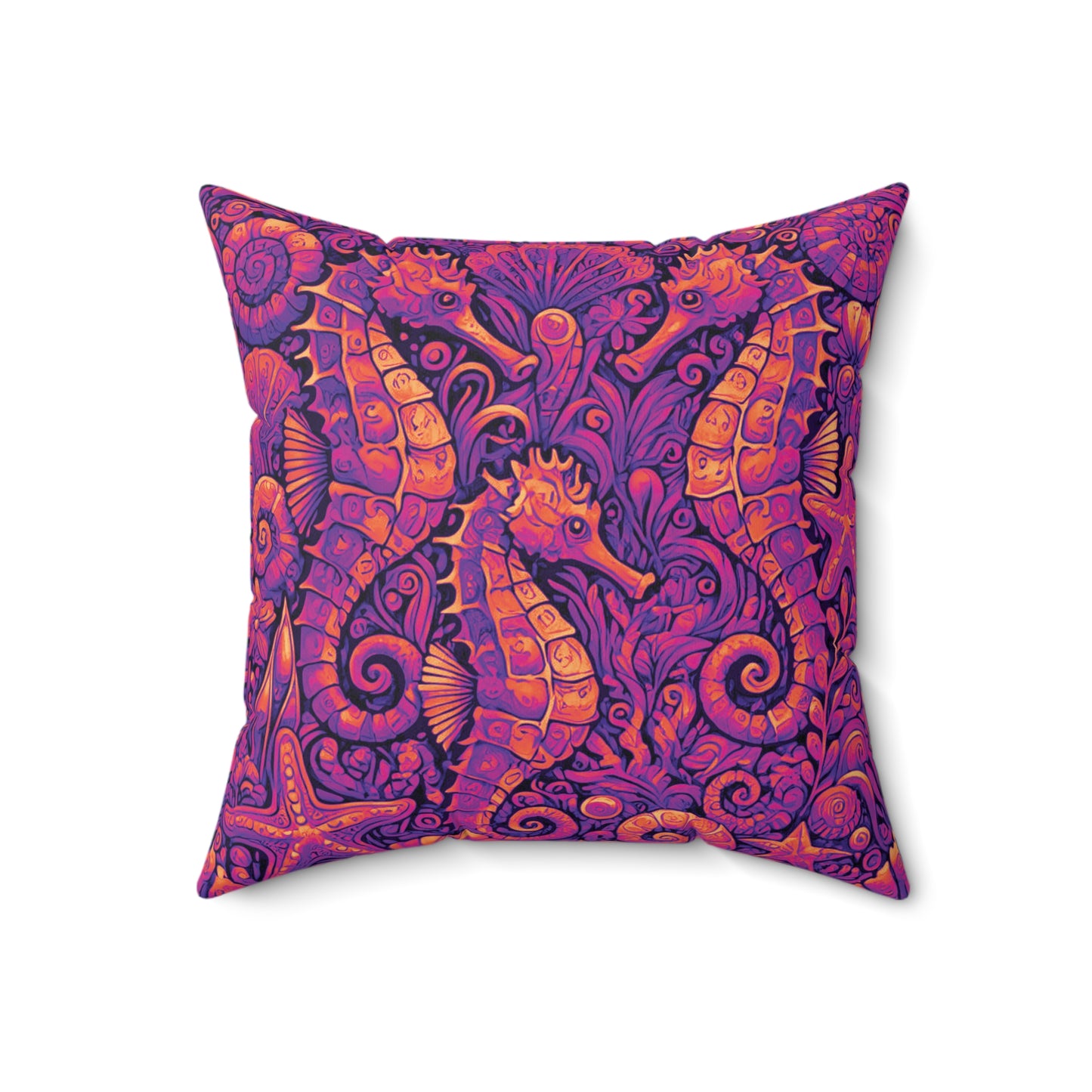 Decorative Pillow - Accent Cushion, 4 Sizes / Seahorse Trio, Pop