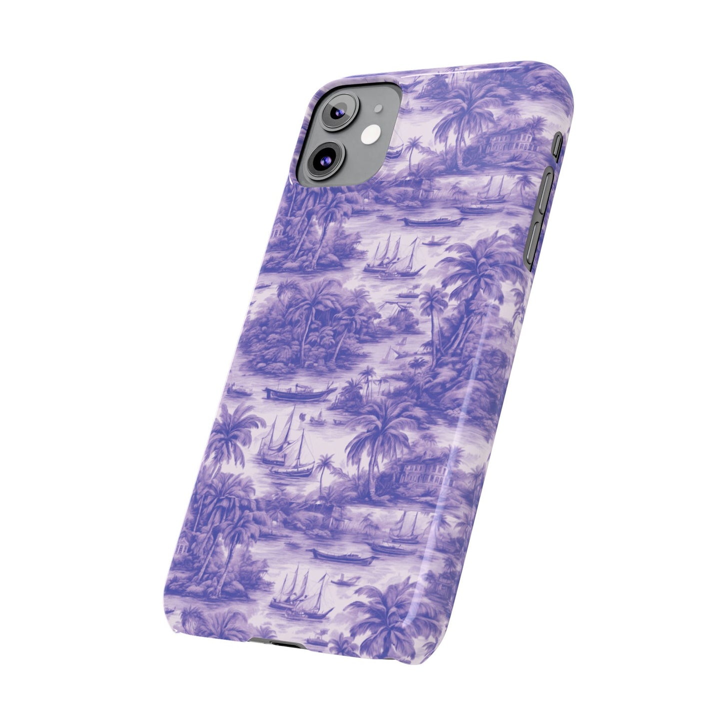 Slim Phone Cases - Tropical Toile #1, purple