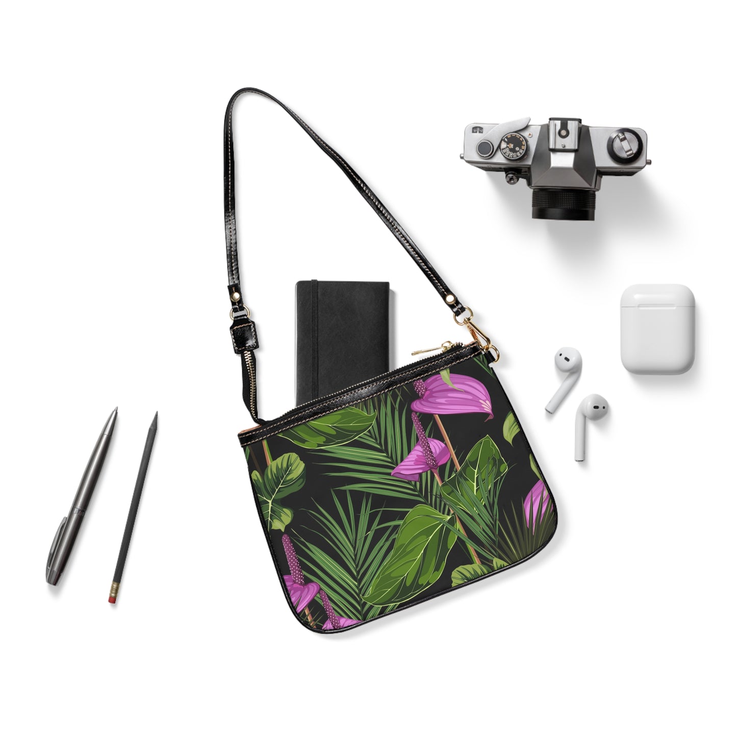 Anthurium and Palm / Tropical Floral Small Shoulder Bag - Stylish and Versatile Handbag