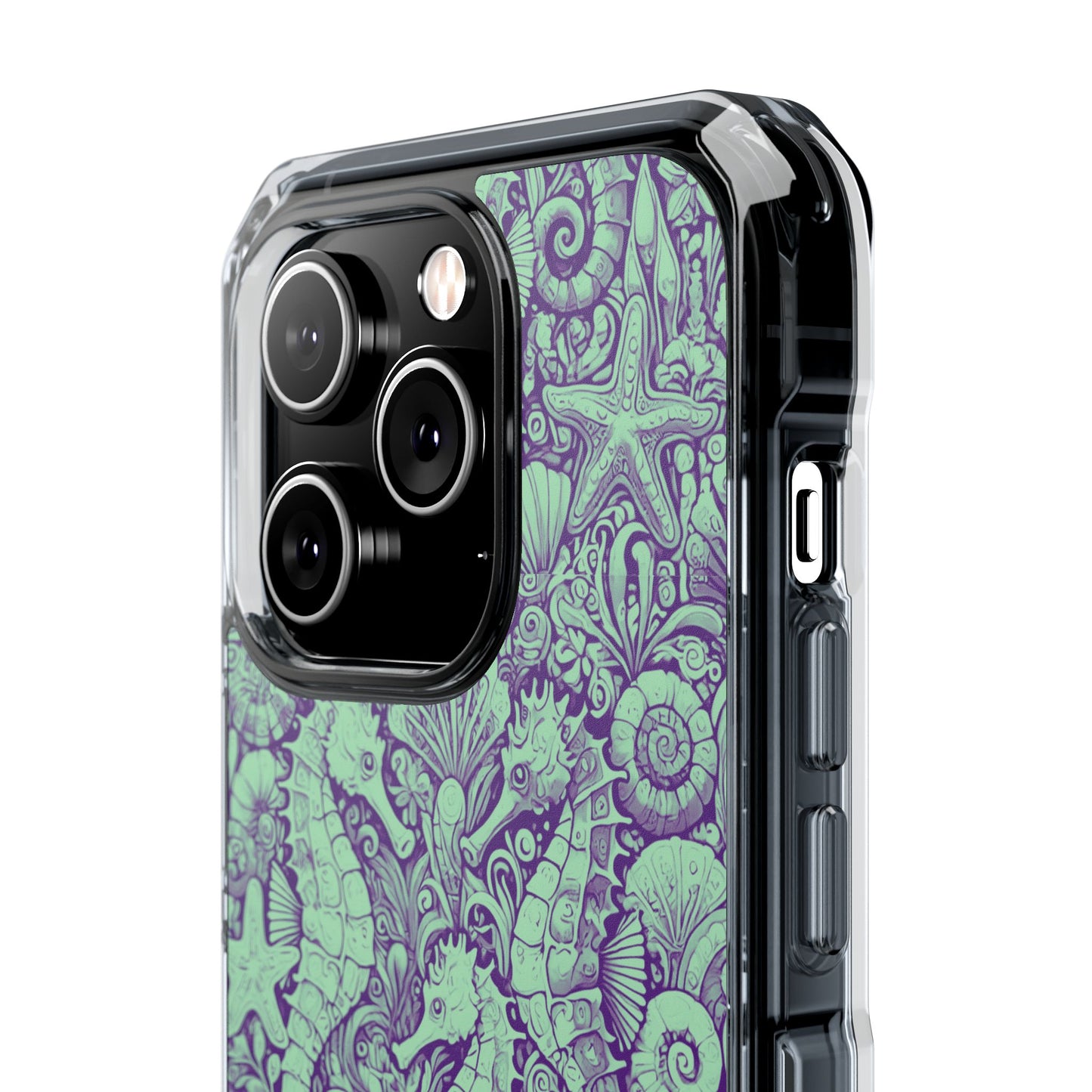 Seahorses/Minty Magnetic Clear Phone Case, Many Models