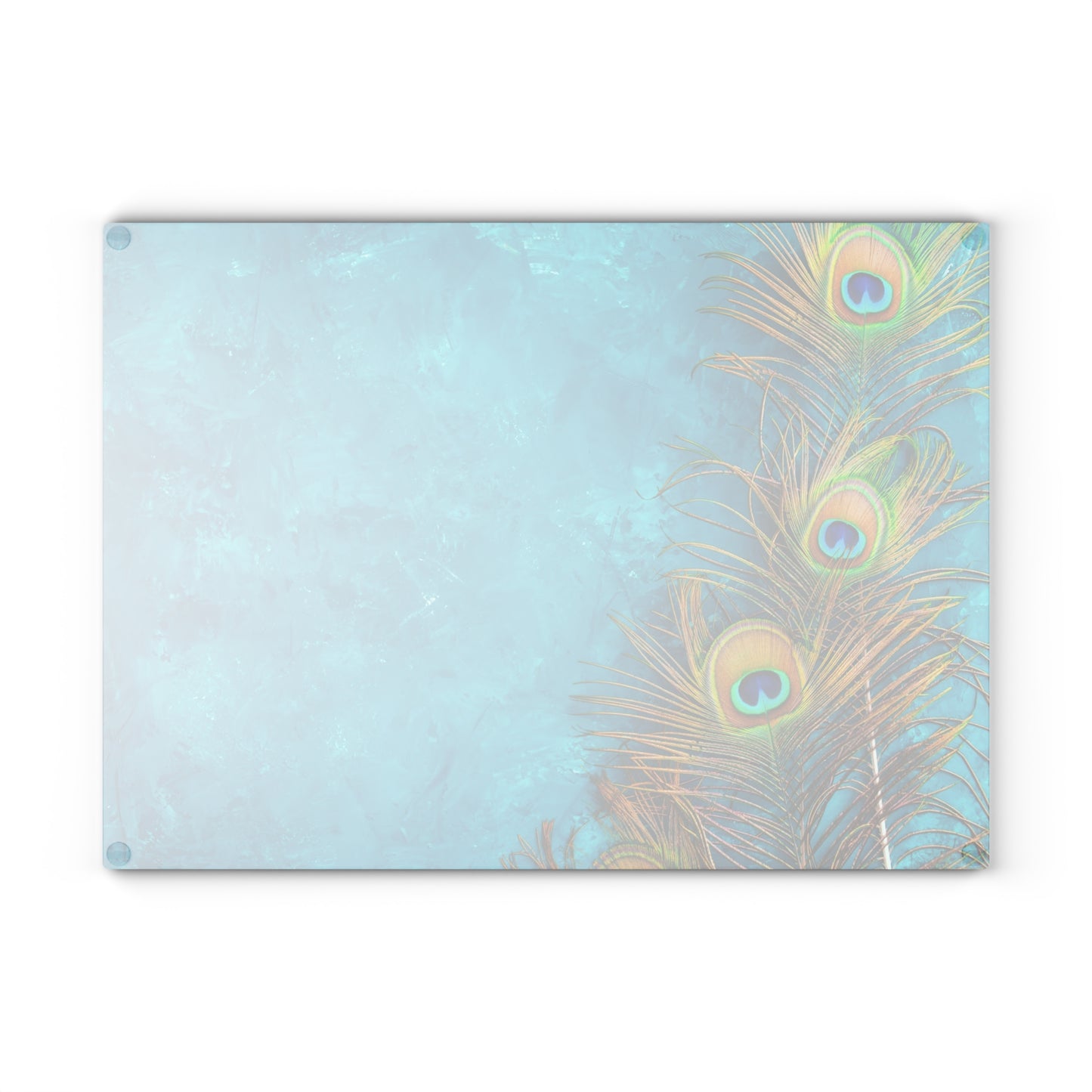 Glass Cutting Board, 2 sizes - Peacock Turquoise Glow