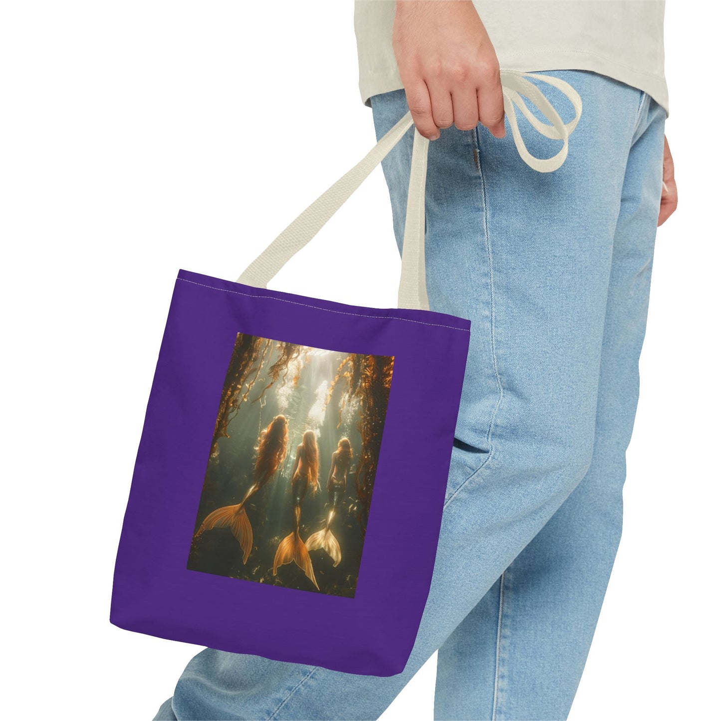Three Mermaid Sisters, Purple Tote Bag - 3 Sizes