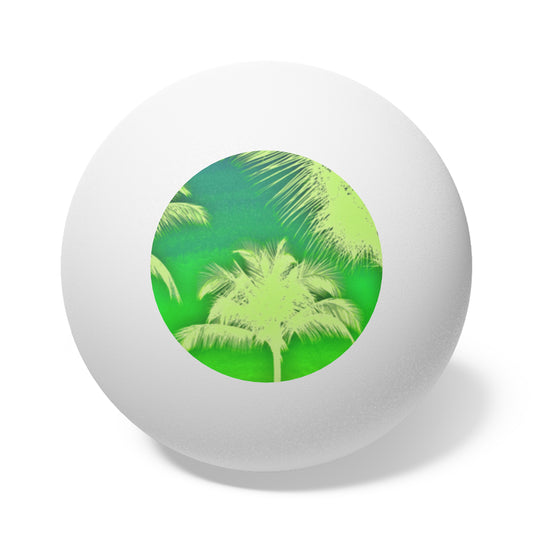 Tropical Paradise Ping Pong Balls - 6 Pack with Palm Glow Green