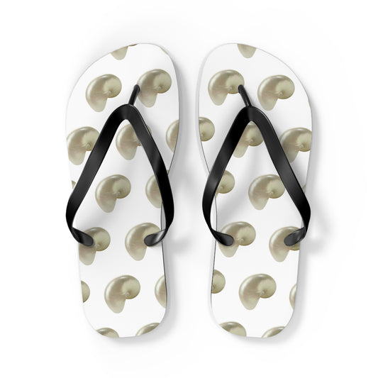 Flip Flops - White Nautilus Shell