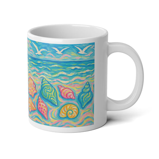 Jumbo Mug, 20oz, Monet Seashells | Tropical Coffee Cup