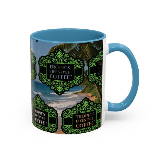 Accent Coffee Mug (11, 15oz), 8 Colors - Tropics Lifestyle Coffee, Meet You There
