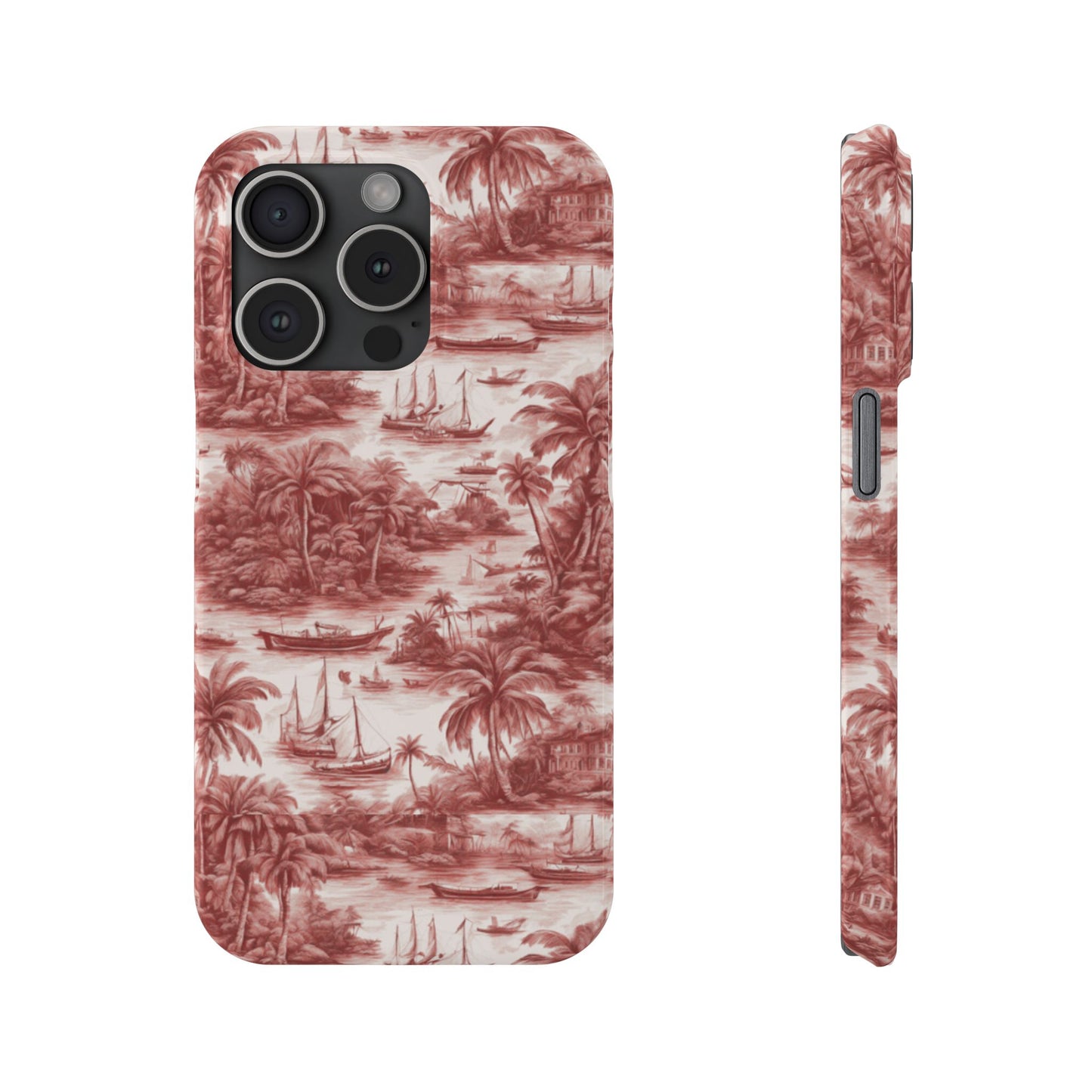 Slim Phone Cases - Tropical Toile #1, russet