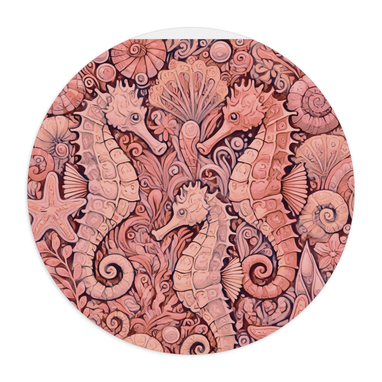 Tropical Mouse Pad, 2 Shapes - Beach Vibes for Home Office & Gamer / Seahorse Trio, Red