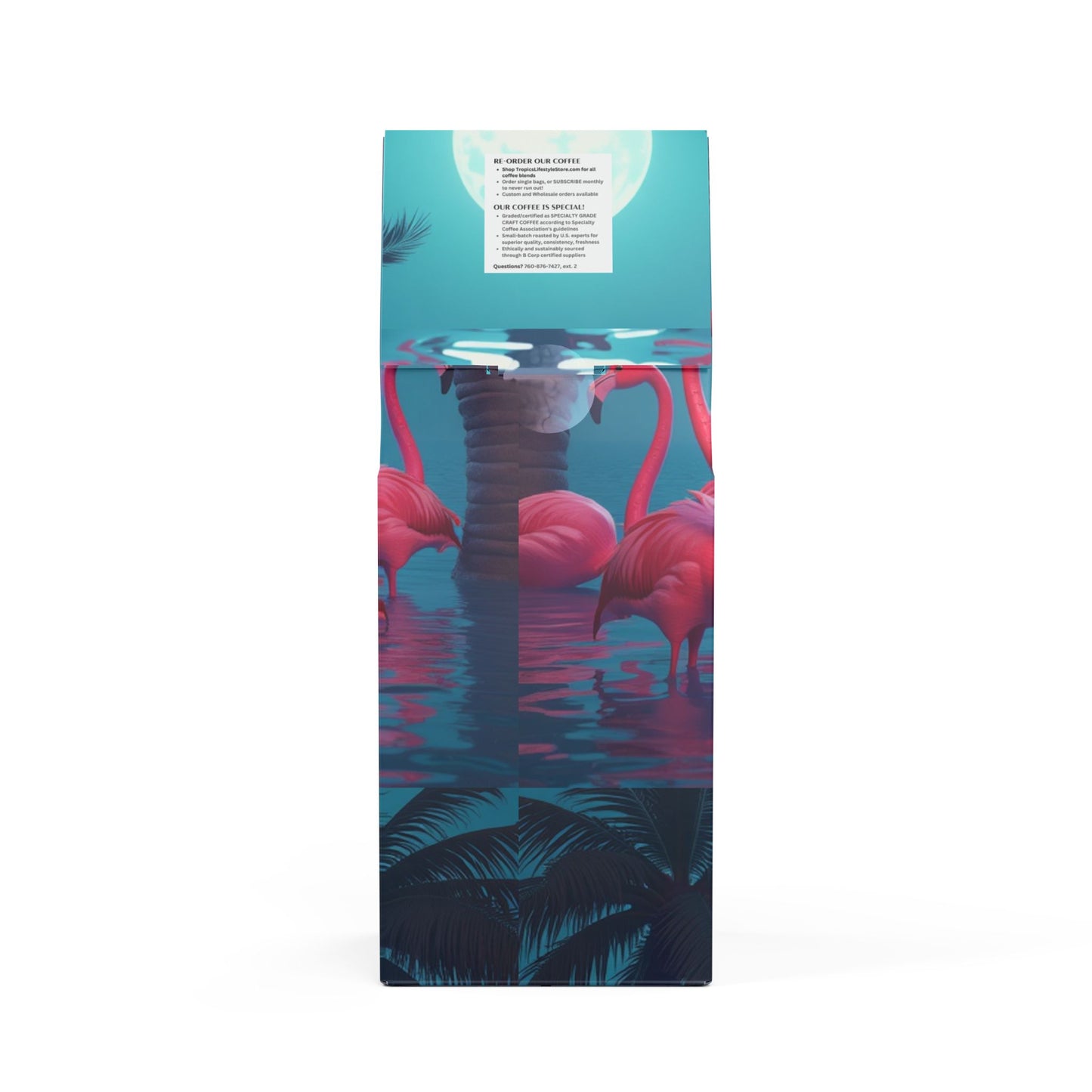 Beach Sunrise Blend™ (Light Roast) Specialty Grade Craft Coffee / Moonlit Mermaid and Flamingos