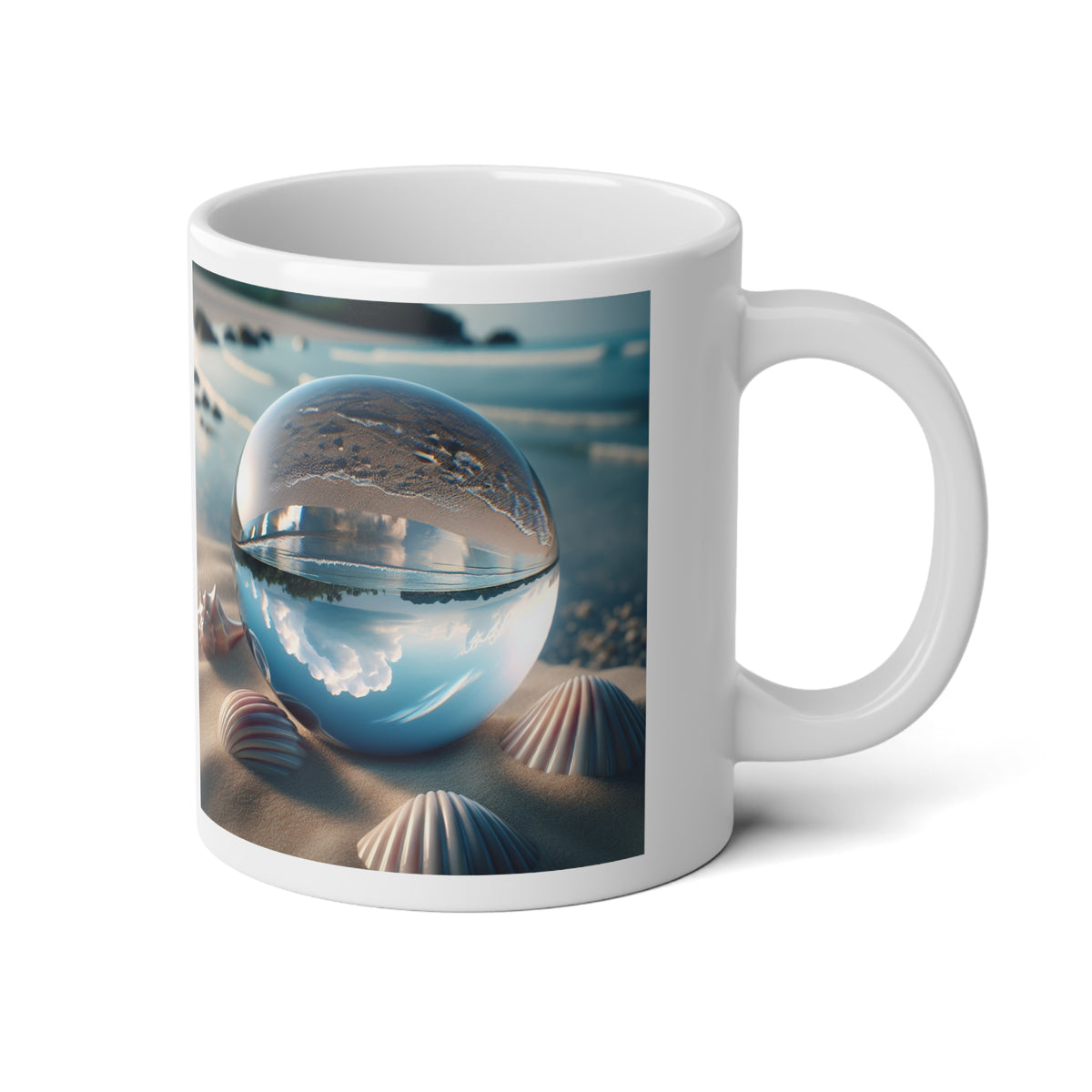 Jumbo Mug, 20oz, Beach Illusion Ball Seashells | Tropical Coffee Cup