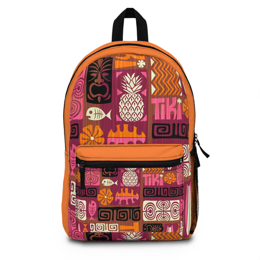 Tropical Backpack  / Tiki Poster Pink/Orange