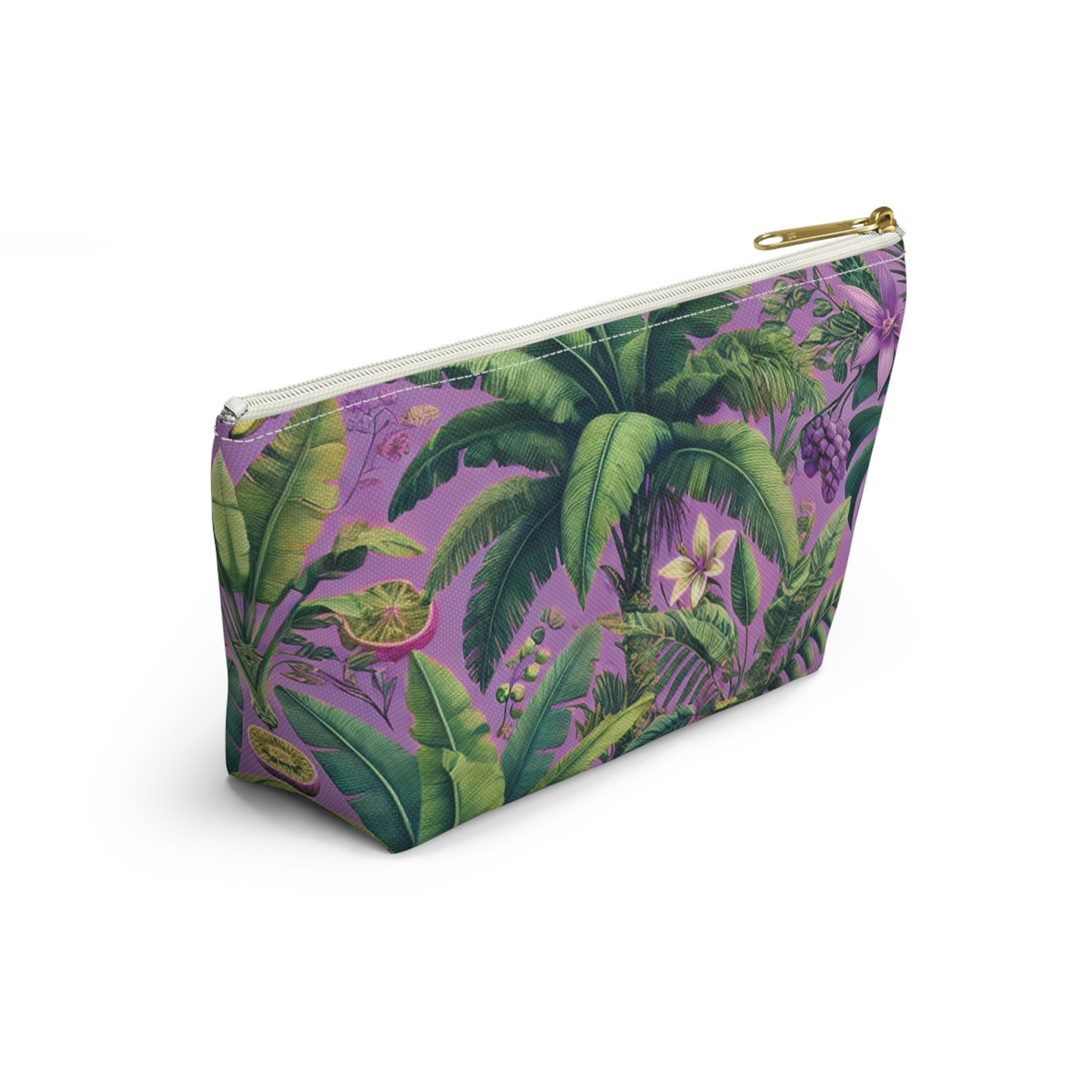 Tropical Accessory Pouch, 2 sizes | Makeup Bag | Perfect for Travel & Everyday Use / More Tropical Fruit, Deep Lilac