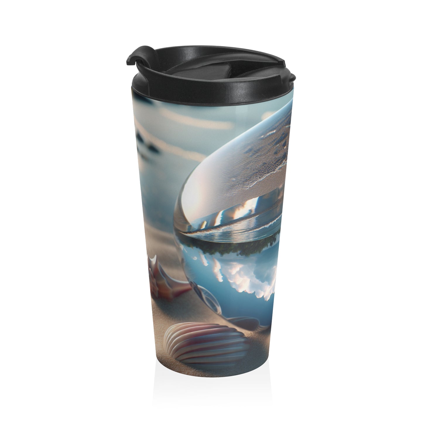 15 oz. Stainless Steel Travel Mug / Seashells & Crystal Ball