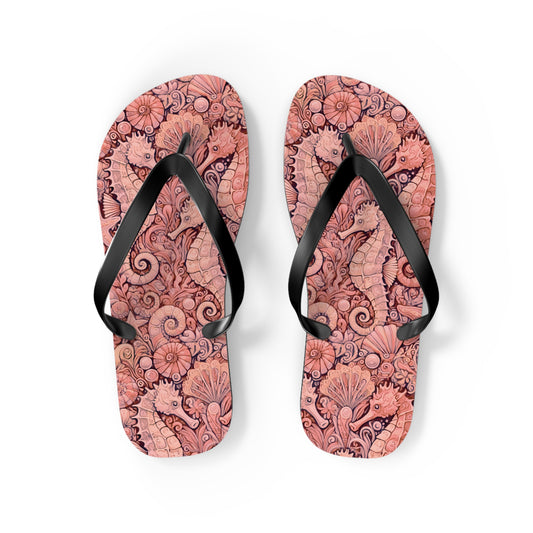 Flip Flops - Seahorses/Red