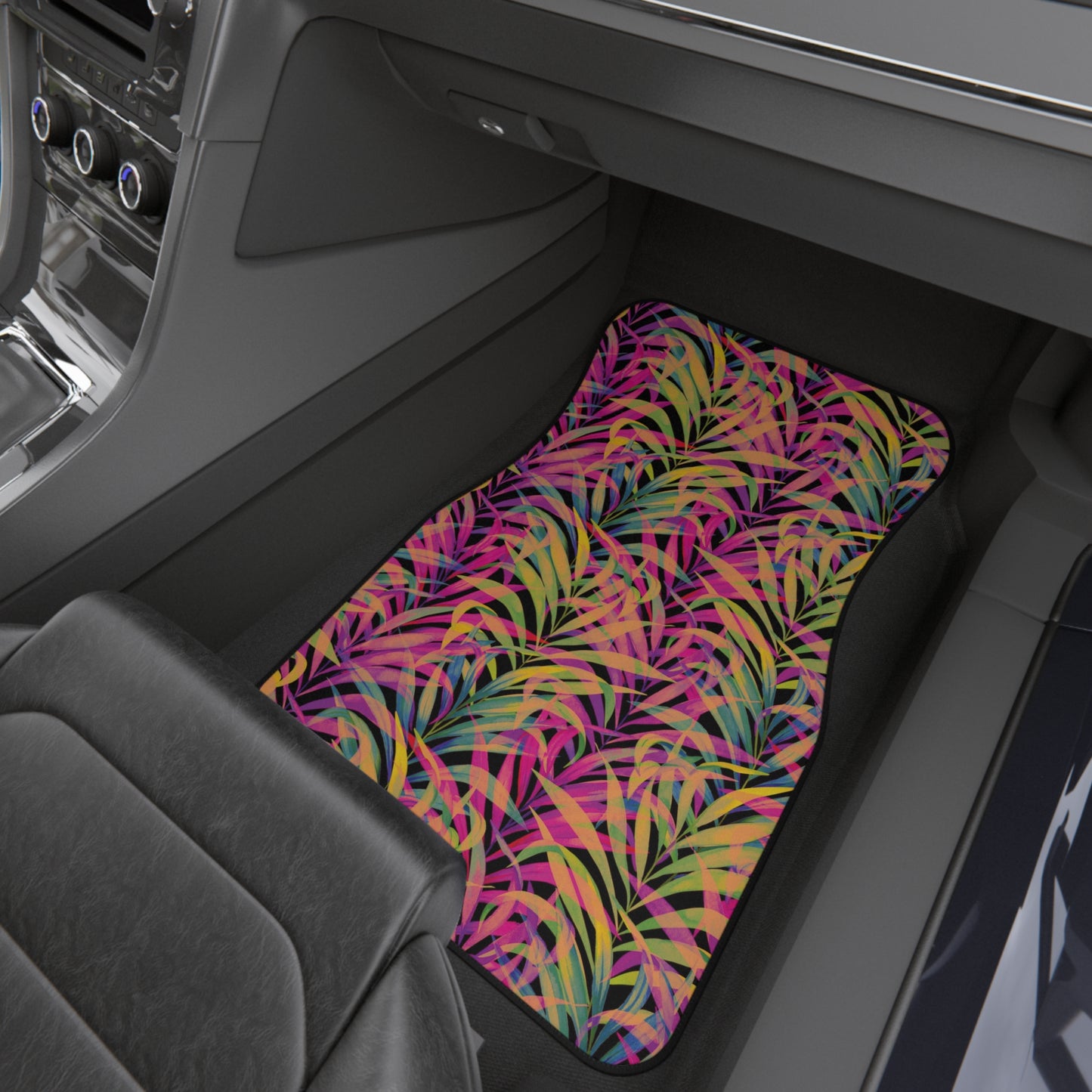 Tropical Rainbow Fronds Car Floor Mats - SET of 4, Front and Back