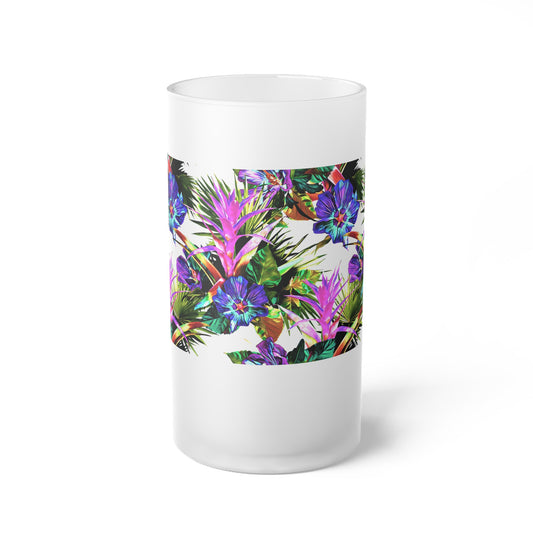 Frosted Glass Beer Mug, Plant Palooza, white