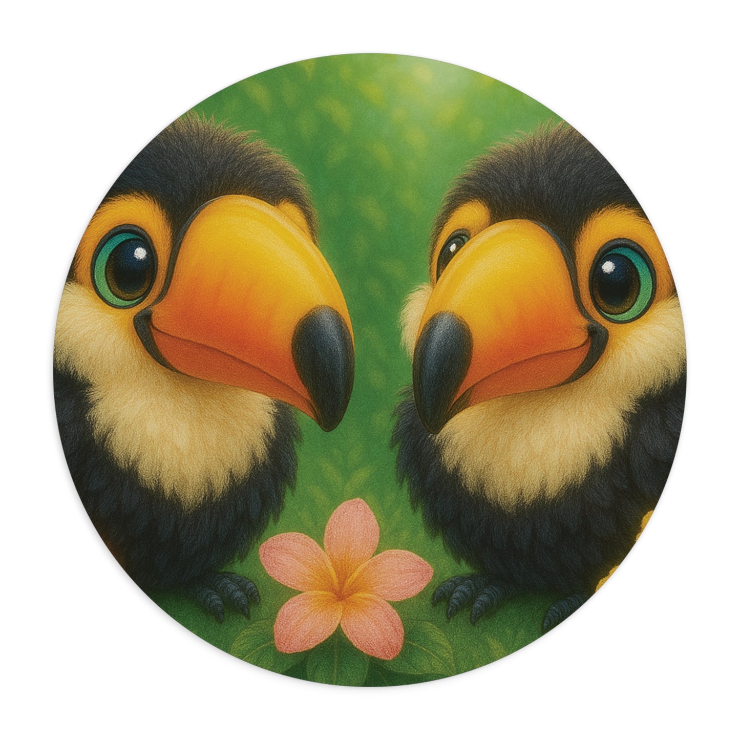 Tropical Mouse Pad, 2 Shapes - Beach Vibes for Home Office & Gamer / Baby Toucans