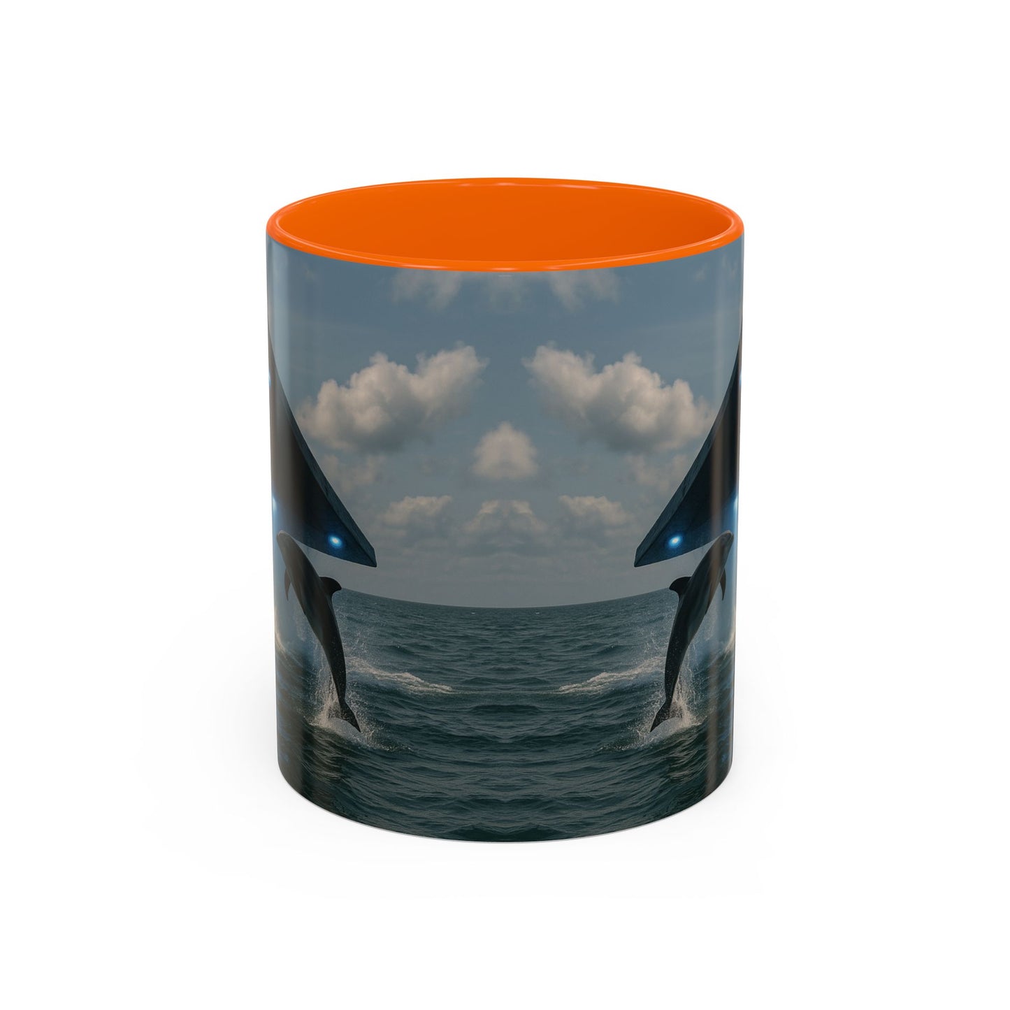 Accent Coffee Mug (11, 15oz), 8 Colors - UFO and Dolphin