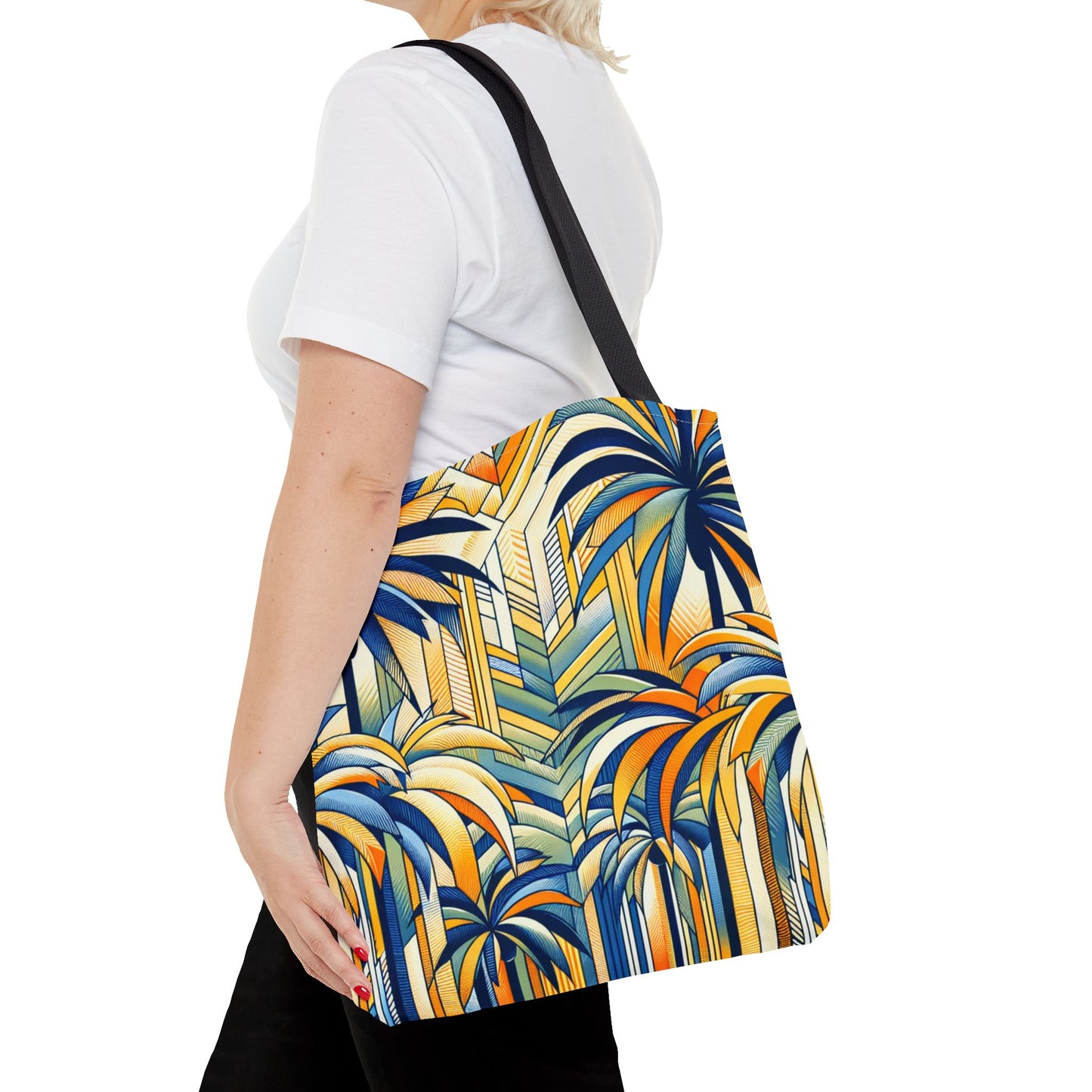 Stylized Palms Blue Tote Bag - 3 Sizes