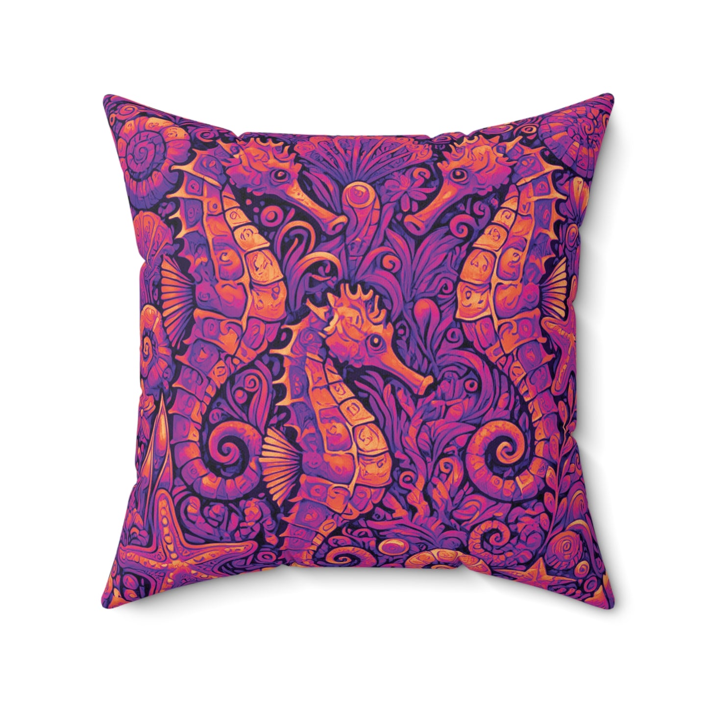 Decorative Pillow - Accent Cushion, 4 Sizes / Seahorse Trio, Pop