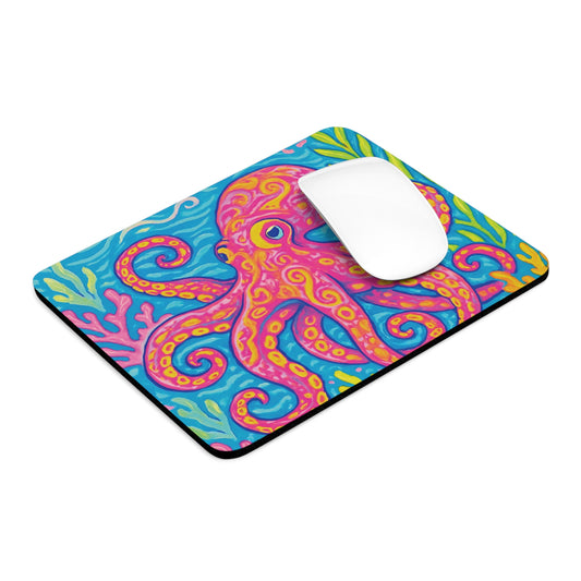 Tropical Mouse Pad, 2 Shapes - Beach Vibes for Home Office & Gamer / Octopus Kraken Joe