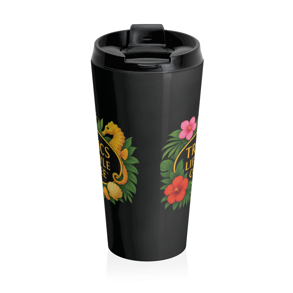 15 oz. Stainless Steel Travel Mug / Seahorse TLCoffee Logo