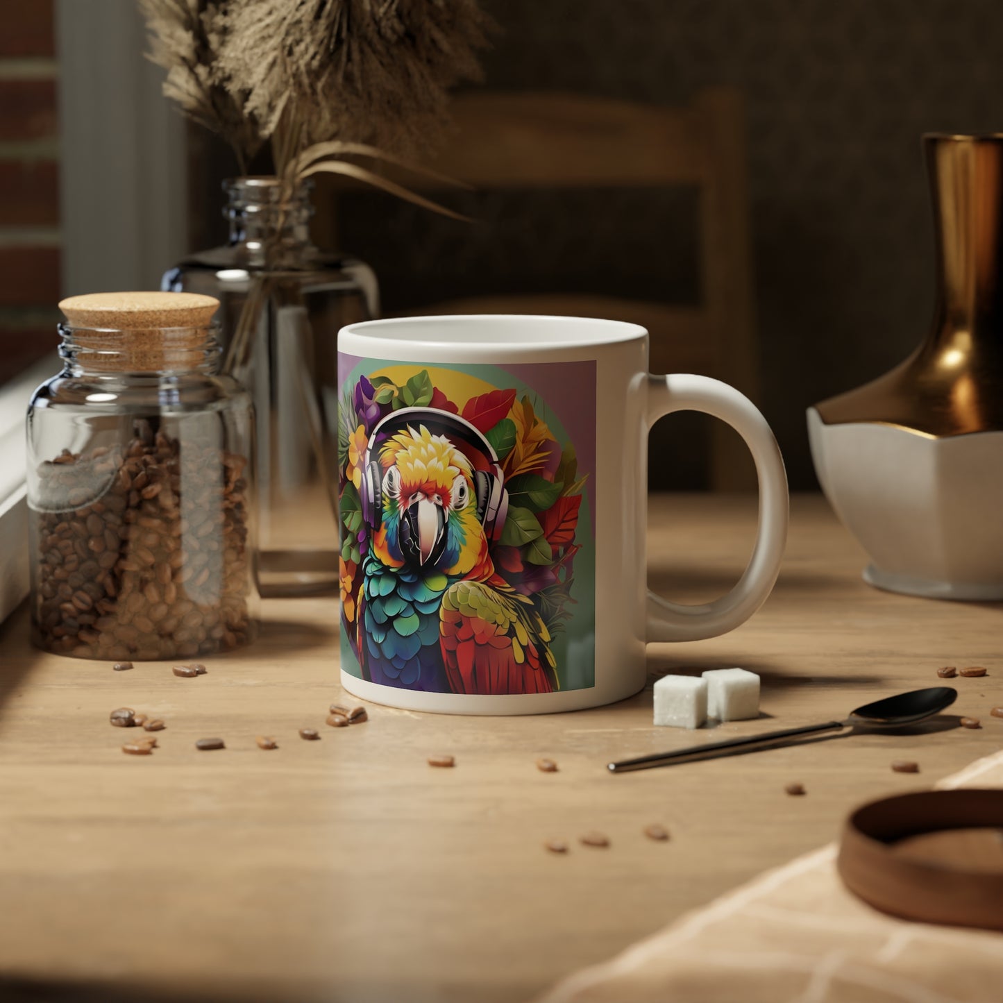 Jumbo Mug, 20oz, Rockin' Out Parrot | Tropical Coffee Cup