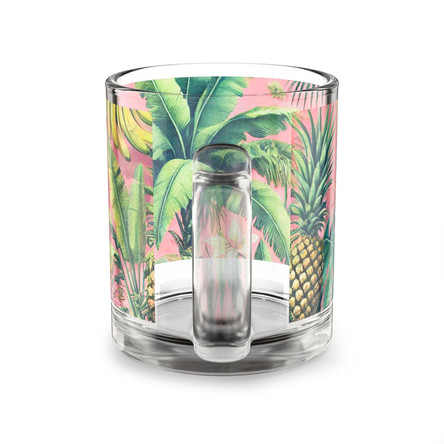 Tropical Glass Mug - 10oz Coffee Cup / More Tropical Fruit, Coral