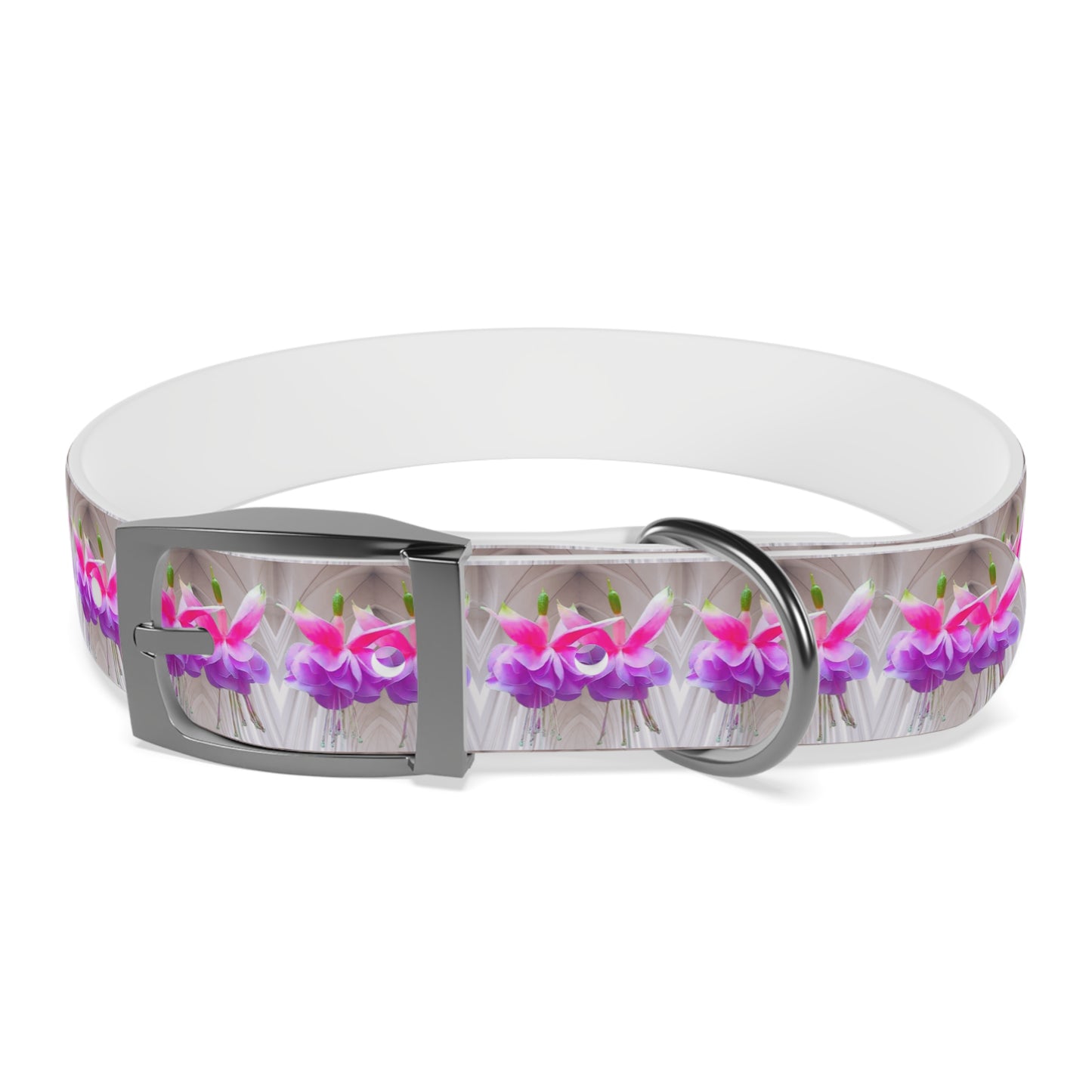 Dog Collar - Two Pink Fuchsias / Gothic, Kaleidoscope