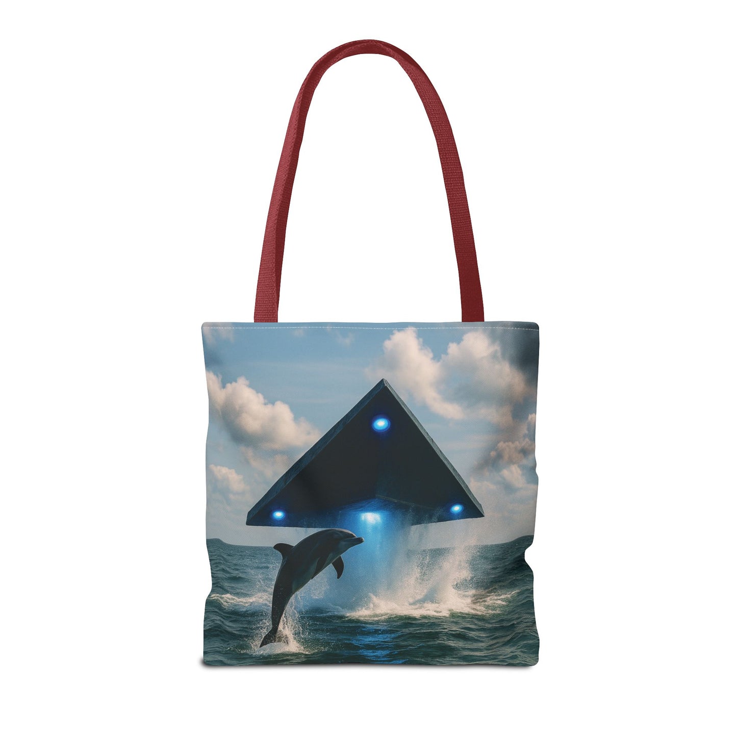 UFO and Dolphin in Ocean Tote Bag - 3 Sizes