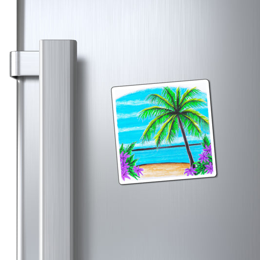 Calm Beach Tropical Magnet, 3 Sizes - Perfect for Home Décor & Gifts